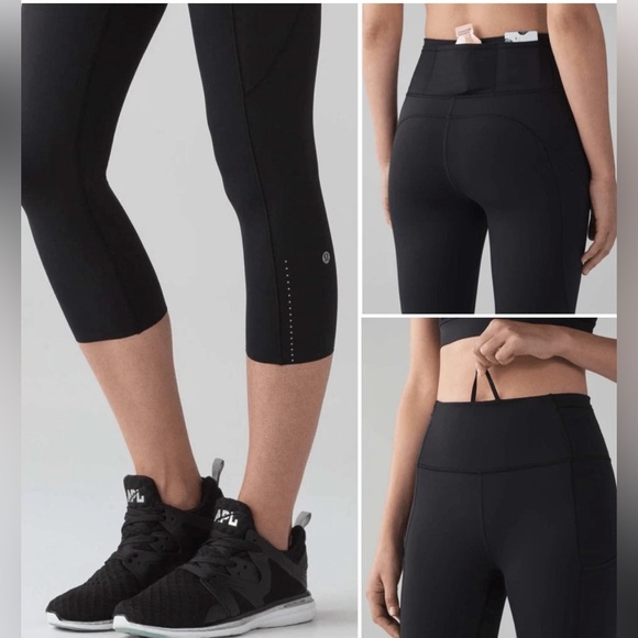 Lululemon Fast & Free Crop II *Nulux 19" Black Womens Size 4 Leggings Tights Gym - Picture 13 of 14